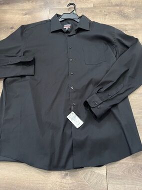 Van Heusen Black Long Sleeve Button Shirt Size 18 (37/38) New